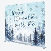 Lofaris Winter Cold Outside Baby Shower Square Tension Backdrop